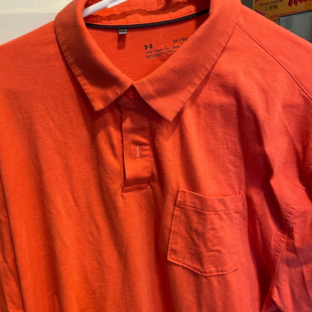 Under Armour Heatgear Orange Collared Shirt, Size XL